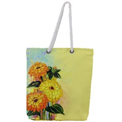 Background Flowers Yellow Bright Full Print Rope Handle Tote (large) by Nexatart