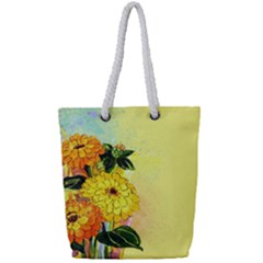 Background Flowers Yellow Bright Full Print Rope Handle Tote (small) by Nexatart