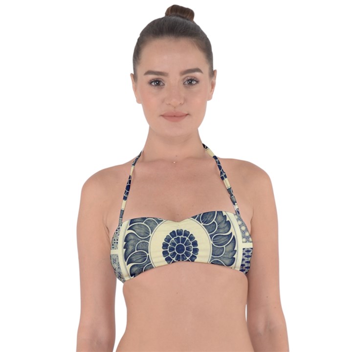 Background Vintage Japanese Halter Bandeau Bikini Top