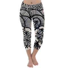 Background Abstract Beige Black Capri Winter Leggings  by Nexatart