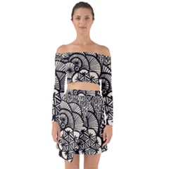 Background Abstract Beige Black Off Shoulder Top With Skirt Set by Nexatart