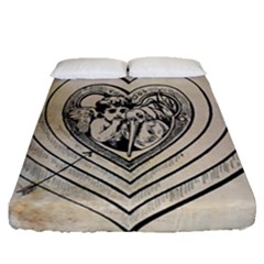 Heart Drawing Angel Vintage Fitted Sheet (queen Size) by Nexatart