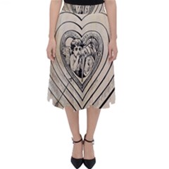 Heart Drawing Angel Vintage Folding Skater Skirt by Nexatart