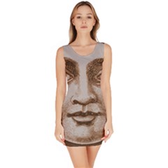 Moon Face Vintage Design Sepia Bodycon Dress by Nexatart