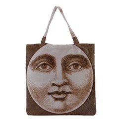 Moon Face Vintage Design Sepia Grocery Tote Bag by Nexatart