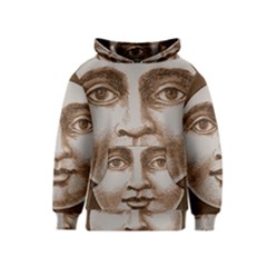 Moon Face Vintage Design Sepia Kids  Pullover Hoodie by Nexatart