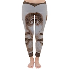 Moon Face Vintage Design Sepia Classic Winter Leggings by Nexatart