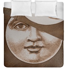 Moon Face Vintage Design Sepia Duvet Cover Double Side (king Size) by Nexatart