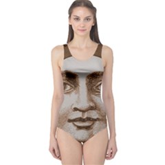 Moon Face Vintage Design Sepia One Piece Swimsuit by Nexatart