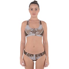 Moon Face Vintage Design Sepia Cross Back Hipster Bikini Set by Nexatart