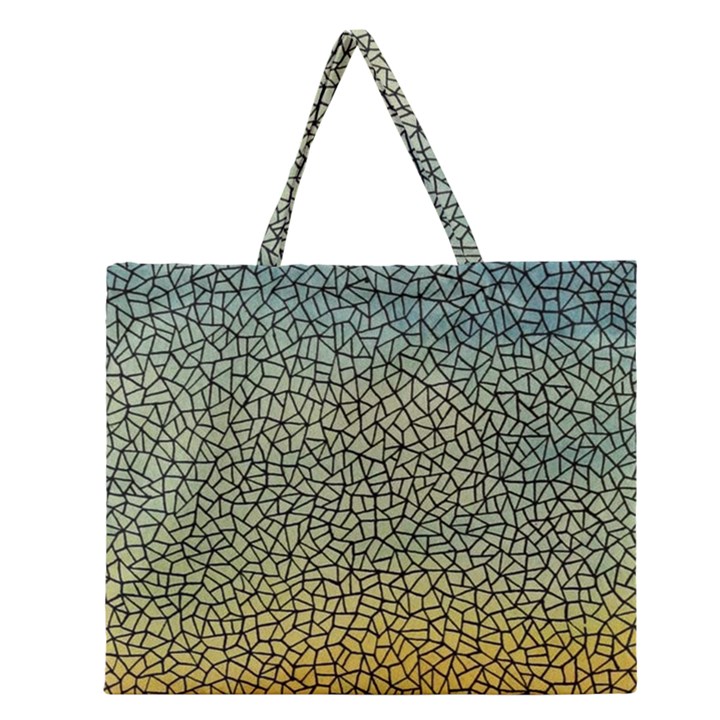 Background Cubism Mosaic Vintage Zipper Large Tote Bag