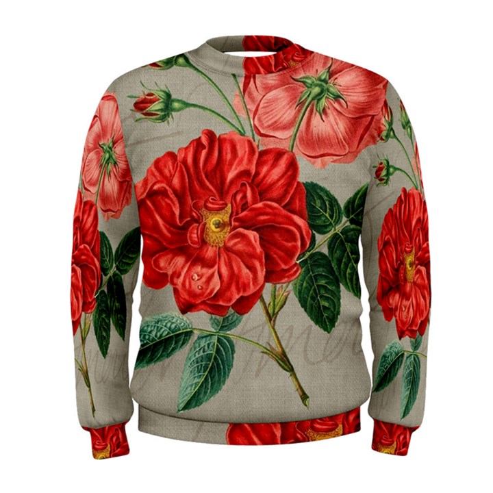 Flower Floral Background Red Rose Men s Sweatshirt