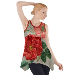 Flower Floral Background Red Rose Side Drop Tank Tunic by Nexatart