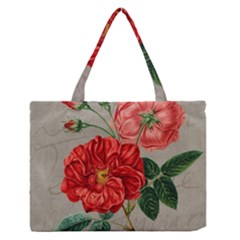 Flower Floral Background Red Rose Zipper Medium Tote Bag by Nexatart