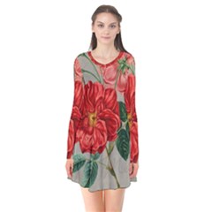 Flower Floral Background Red Rose Flare Dress by Nexatart