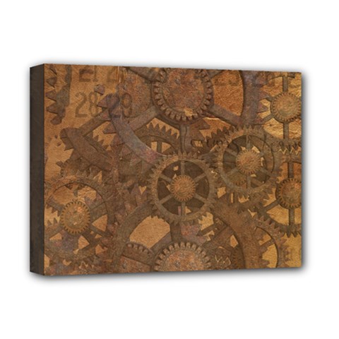 Background Steampunk Gears Grunge Deluxe Canvas 16  X 12   by Nexatart