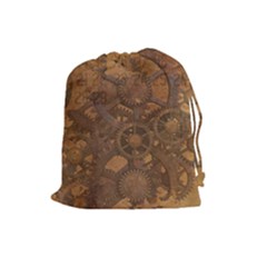 Background Steampunk Gears Grunge Drawstring Pouches (large)  by Nexatart