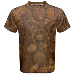 Background Steampunk Gears Grunge Men s Cotton Tee by Nexatart