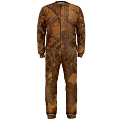 Background Steampunk Gears Grunge Onepiece Jumpsuit (men)  by Nexatart