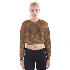 Background Steampunk Gears Grunge Cropped Sweatshirt by Nexatart