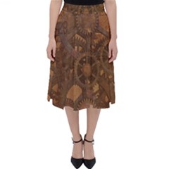 Background Steampunk Gears Grunge Folding Skater Skirt by Nexatart