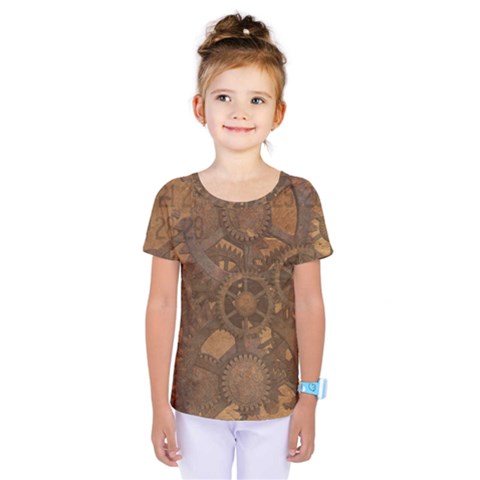 Background Steampunk Gears Grunge Kids  One Piece Tee by Nexatart