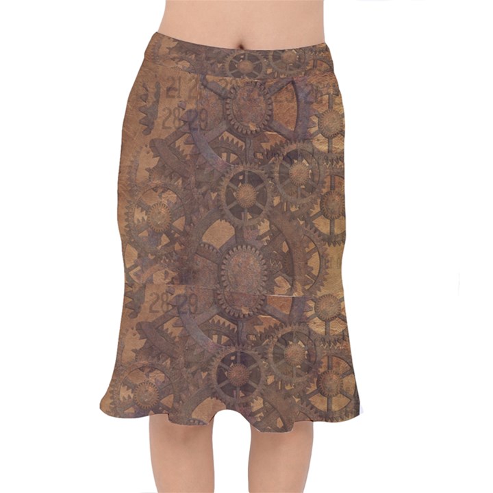 Background Steampunk Gears Grunge Mermaid Skirt