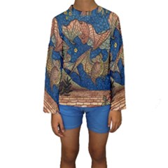 Bats Cubism Mosaic Vintage Kids  Long Sleeve Swimwear by Nexatart