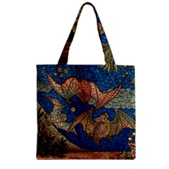 Bats Cubism Mosaic Vintage Zipper Grocery Tote Bag by Nexatart