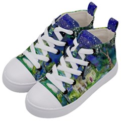 Background Fairy Tale Watercolor Kid s Mid-top Canvas Sneakers by Nexatart