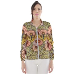 Flower Butterfly Cubism Mosaic Wind Breaker (women) by Nexatart