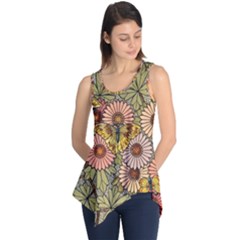 Flower Butterfly Cubism Mosaic Sleeveless Tunic by Nexatart