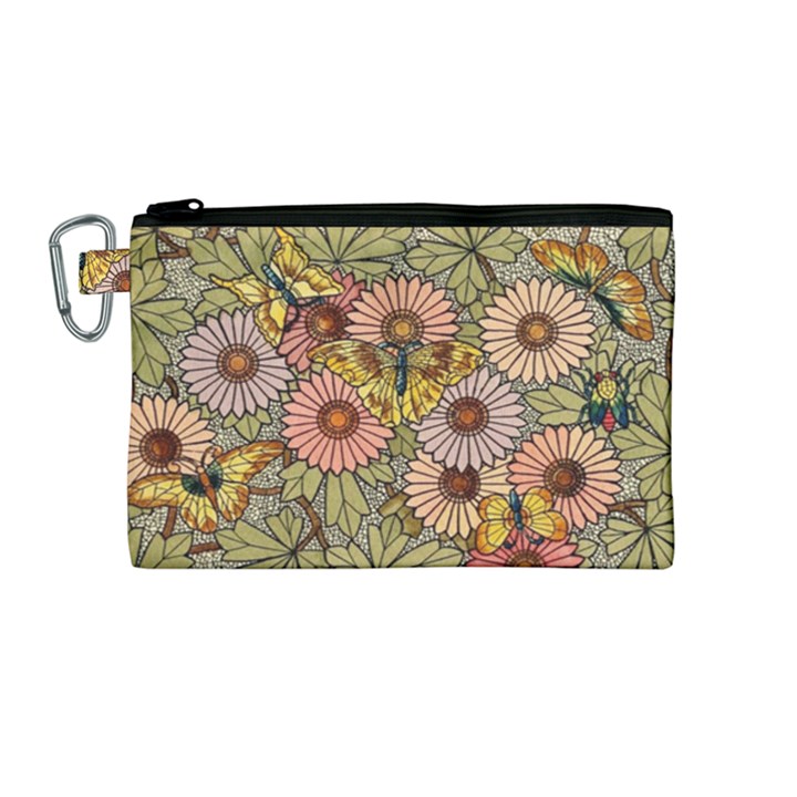 Flower Butterfly Cubism Mosaic Canvas Cosmetic Bag (Medium)