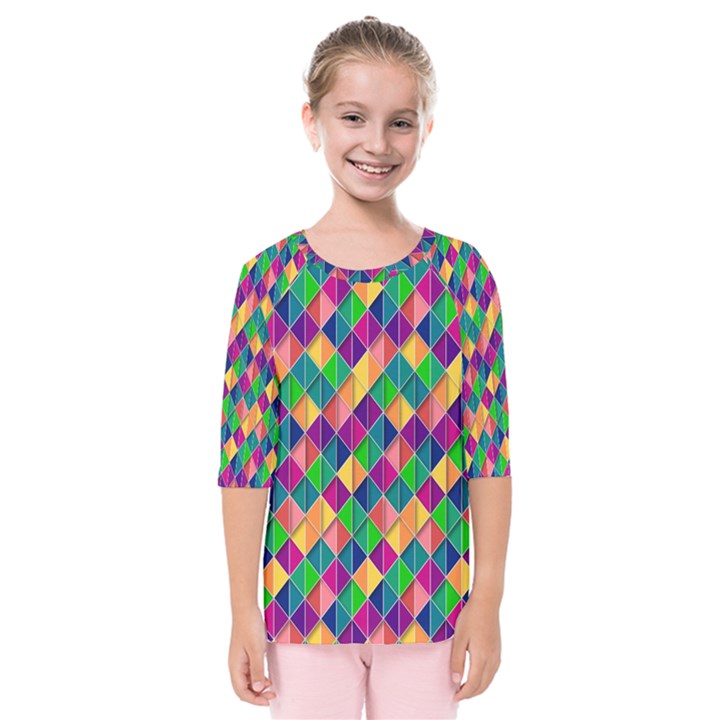 Background Geometric Triangle Kids  Quarter Sleeve Raglan Tee