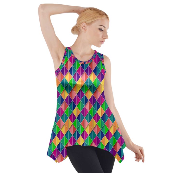 Background Geometric Triangle Side Drop Tank Tunic