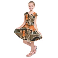 Car Automobile Transport Passenger Kids  Short Sleeve Dress by Nexatart