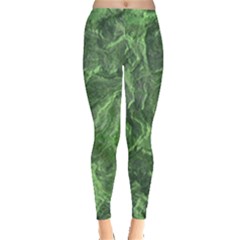 Green Geological Surface Background Leggings  by Nexatart