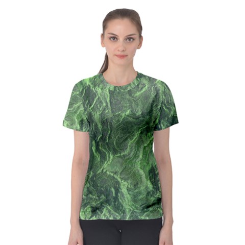 Green Geological Surface Background Women s Sport Mesh Tee by Nexatart