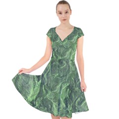 Green Geological Surface Background Cap Sleeve Front Wrap Midi Dress by Nexatart