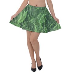 Green Geological Surface Background Velvet Skater Skirt by Nexatart