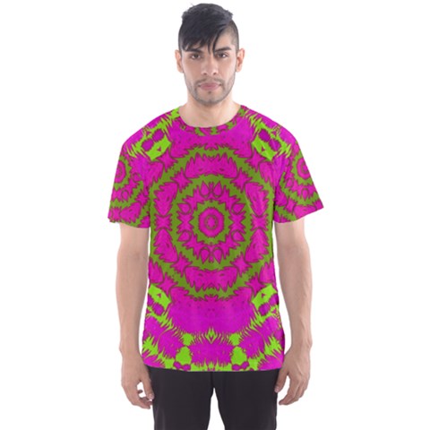 Fern Forest Star Mandala Decorative Men s Sports Mesh Tee by pepitasart