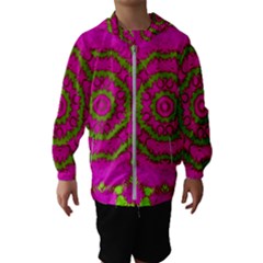 Fern Forest Star Mandala Decorative Hooded Wind Breaker (kids) by pepitasart