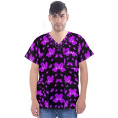 Pretty Flowers Men s V-neck Scrub Top