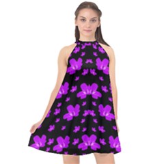 Pretty Flowers Halter Neckline Chiffon Dress  by pepitasart