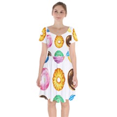 Donuts Short Sleeve Bardot Dress