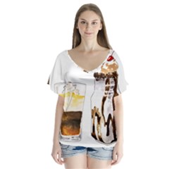 Coffee And Milkshakes V-neck Flutter Sleeve Top by KuriSweets