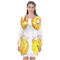 Cute Bread Long Sleeve Chiffon Shift Dress 