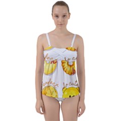 Cute Bread Twist Front Tankini Set