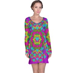 Hearts In A Mandala Scenery Of Fern Long Sleeve Nightdress by pepitasart