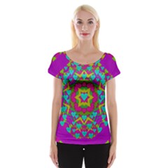 Hearts In A Mandala Scenery Of Fern Cap Sleeve Tops by pepitasart